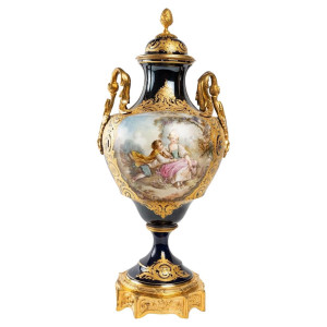 Vase en porcellanae bleu de...