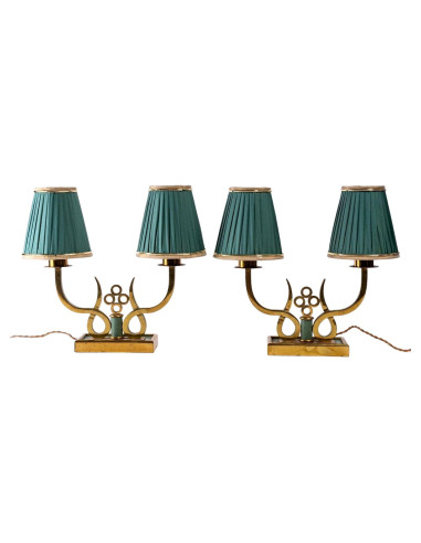 Coppia lampade al salone, Casa Leleu,...