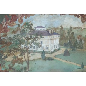 Painted canvas of the xxth century in the taste of antiquity, representing the castle of walk in nièvre 2