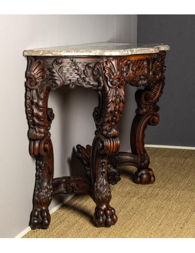 Louis XV style carved walnut console.