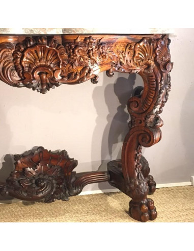 Louis XV style carved walnut console.
