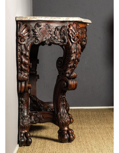 Louis XV style carved walnut console.