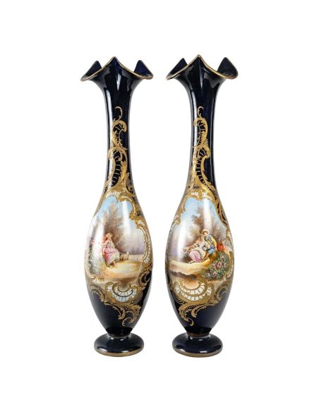 Splendid Pair Of Porcelain Vases From Sevres, Signed