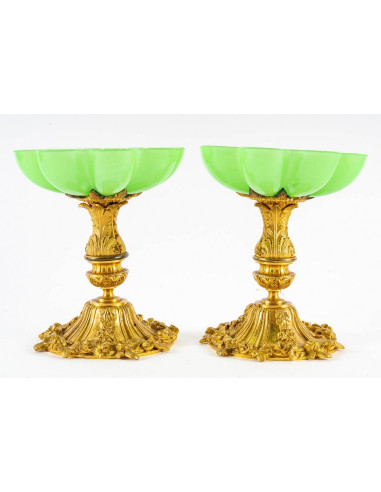 Par De Copas De Opalina Verde Charles...