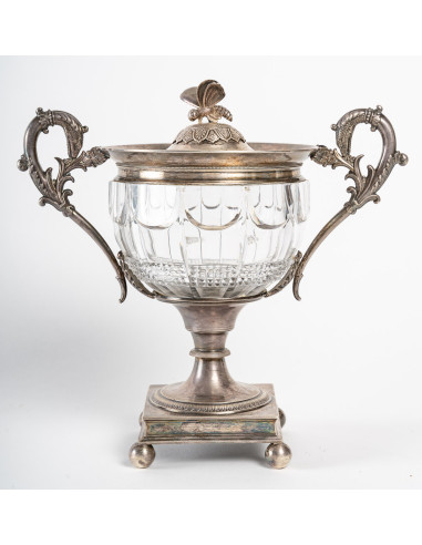 Confiturier en Argent et Verre,...