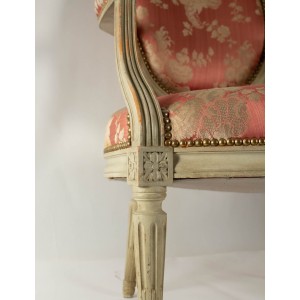 Coppia di poltrone in medaglione in stile xvi, xixth secolo o primo xxth secolo, in seta rosa, essere laccata 2