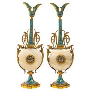 Pair of cloisonné bronze...