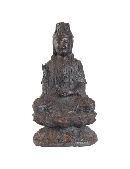 Iron Cast Buddha, Brown Patina, Unknown Dating
