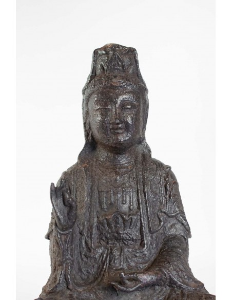 Iron Cast Buddha, Brown Patina, Unknown Dating