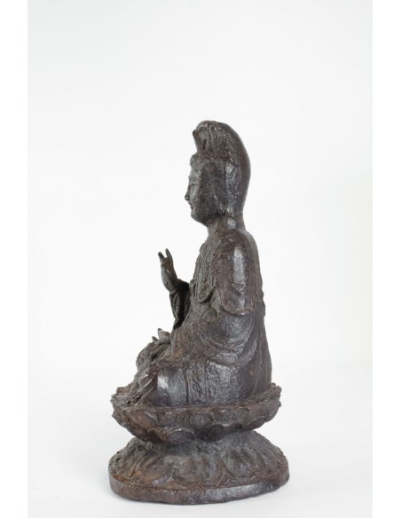 Iron Cast Buddha, Brown Patina, Unknown Dating