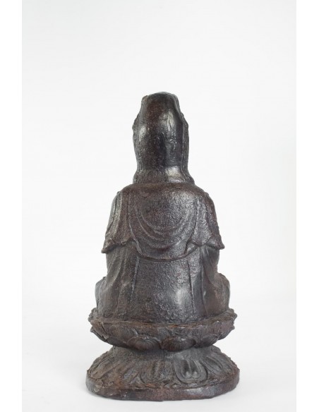 Iron Cast Buddha, Brown Patina, Unknown Dating