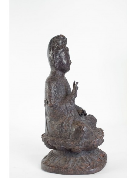 Iron Cast Buddha, Brown Patina, Unknown Dating