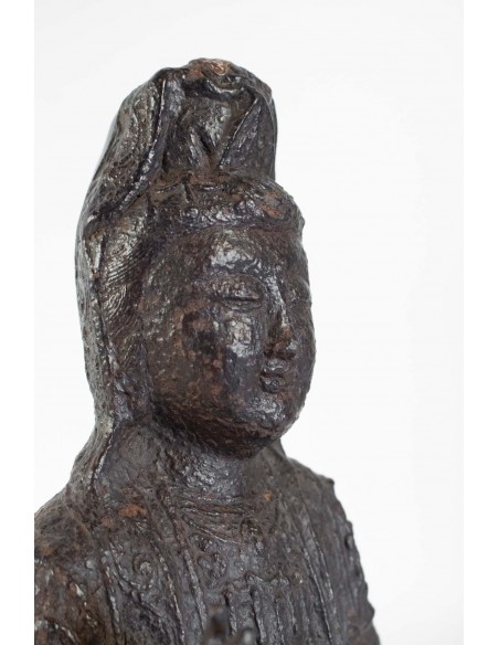 Iron Cast Buddha, Brown Patina, Unknown Dating