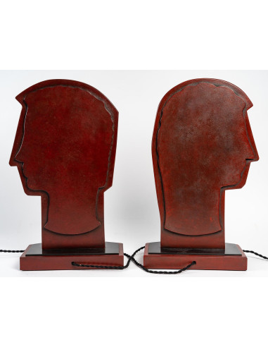 Two heads by Léon Masson, Lamp