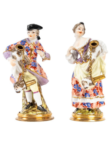Par de frascos de perfume de porcelana
