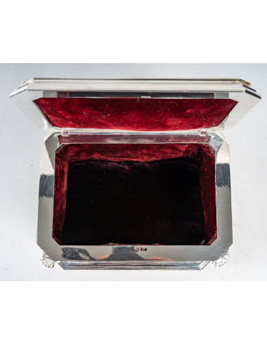 Caja de esmalte y bronce plateado, S....