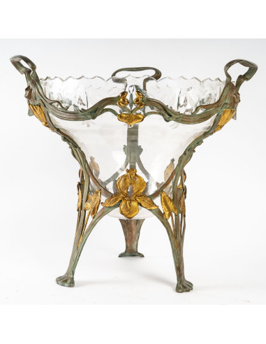 Coupe En Verre Et Métal, époque Art...