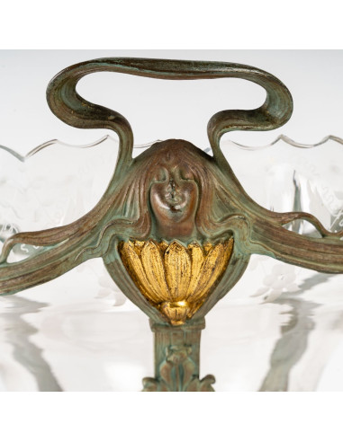 Beker van glas en metaal, Art Nouveau...