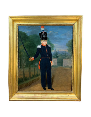 Gemälde eines Kindes in Militärkostüm