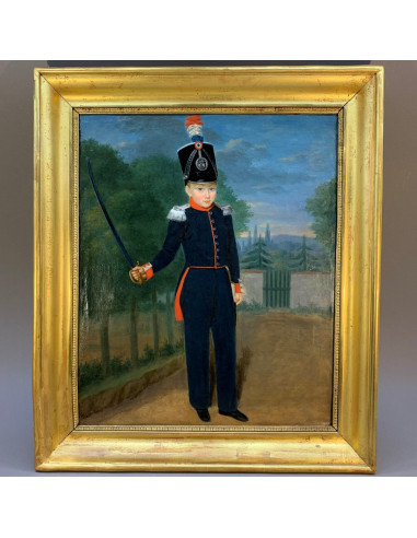 Gemälde eines Kindes in Militärkostüm