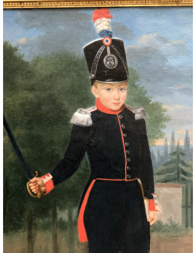 Gemälde eines Kindes in Militärkostüm