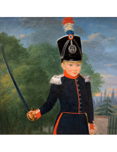 Gemälde eines Kindes in Militärkostüm
