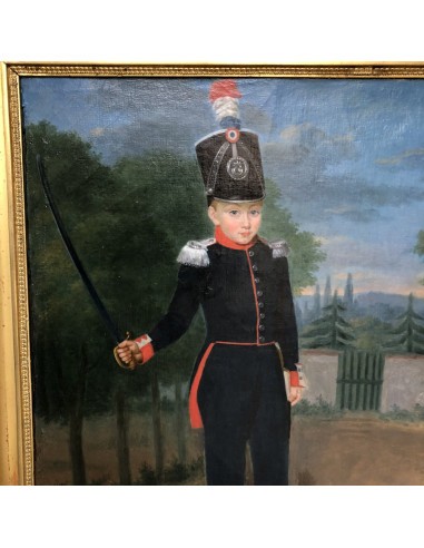 Gemälde eines Kindes in Militärkostüm