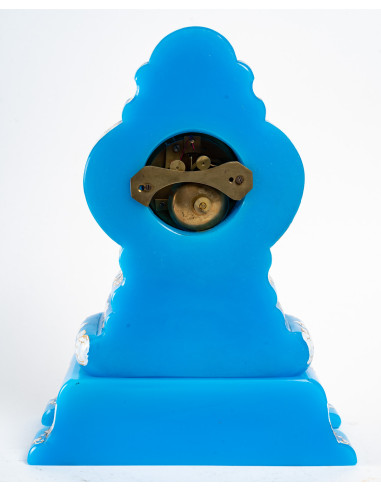 Antique Blue Opaline clock and base,...