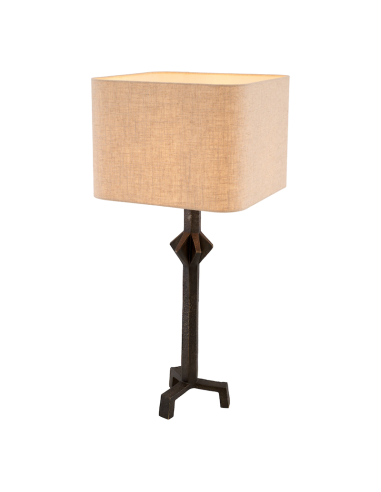 Conti Table Lamp, Bronze and Linen