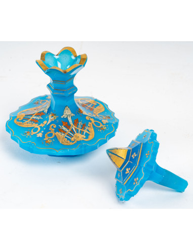 Bottiglia per profumo in opalina blu,...