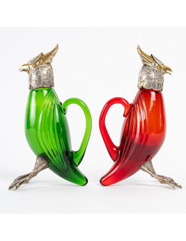 Pair of Colored Glass, Silver and...