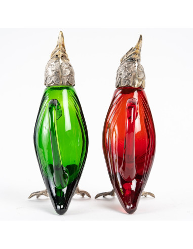 Pair of Colored Glass, Silver and...