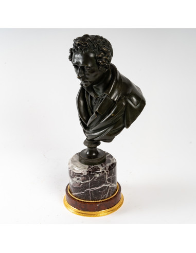 Busto de bronze e mármore do século XIX