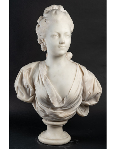 Important Bust in Carrara Marble...