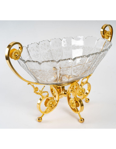 Engraved Crystal Cup, Gilt Bronze Mount