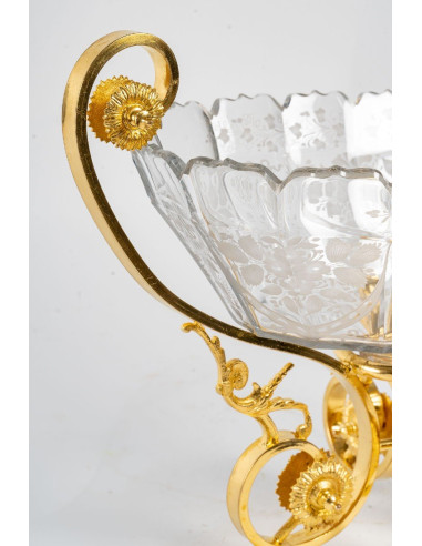 Engraved Crystal Cup, Gilt Bronze Mount