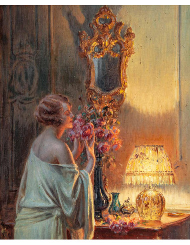 油画，Enjolras Delphin的布上油画，1900年