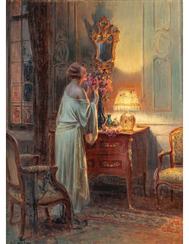 油画，Enjolras Delphin的布上油画，1900年