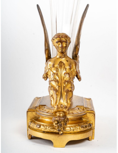 Par de Vasos de Cristal e Bronze...