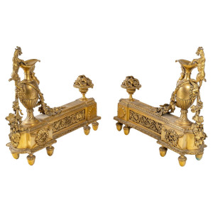 Pareja de Chenets de bronce...