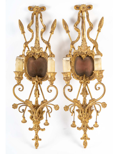 Coppia di appliques in legno...