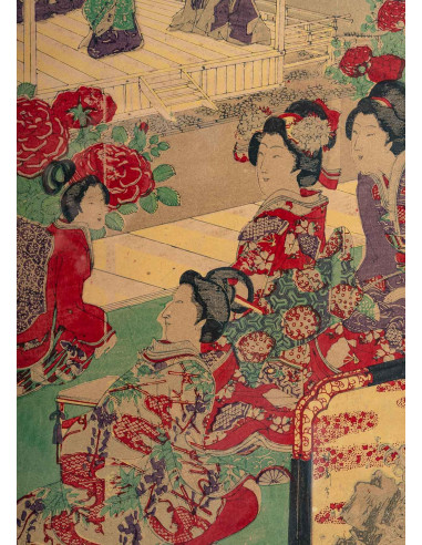 Paire d’Estampes Japonaises Encadrées...
