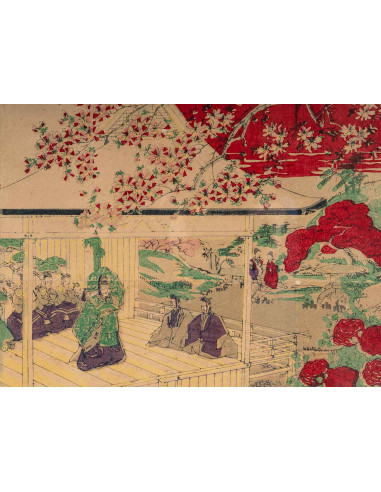 Par de gravuras japonesas emolduradas...