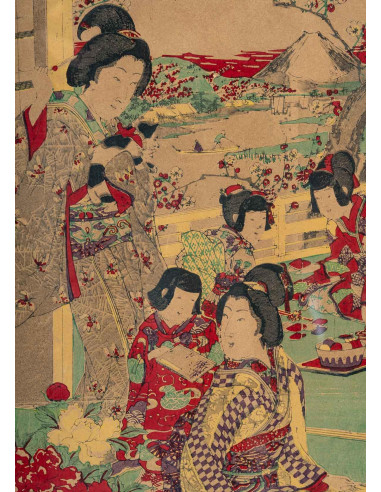 Par de gravuras japonesas emolduradas...