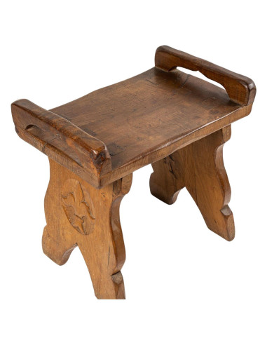 Tabouret en Bois Sculpté, Chêne,...