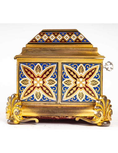 Caixa de jóias em Cloisonné e Bronze...