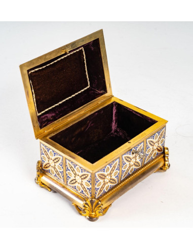 Caixa de jóias em Cloisonné e Bronze...