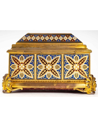 Caixa de jóias em Cloisonné e Bronze...