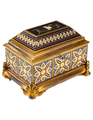 Caixa de jóias em Cloisonné e Bronze...