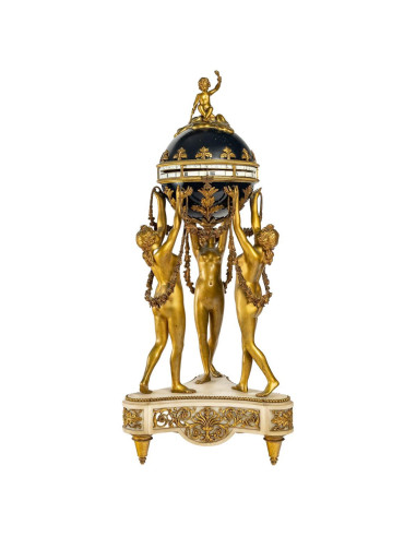 Gilt and Enameled Bronze Clock, White...